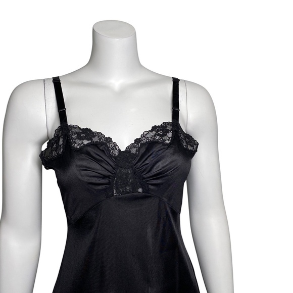 Shadowline Black Full Slip Dress Size 34 Tall Lace Trim Nylon Adjustable Straps - Picture 2 of 7